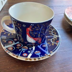 Blue Ittala tea cup and saucer pair
